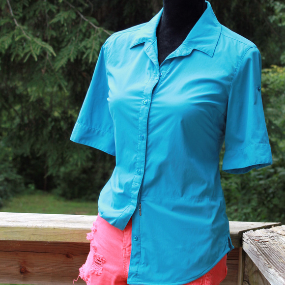 REI Button-Front Utility Short Sleeve Outdoor Top - Picture 1 of 8